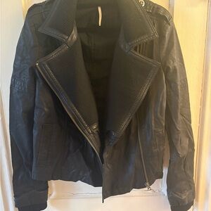 Free People Black Leather Moto Jacket